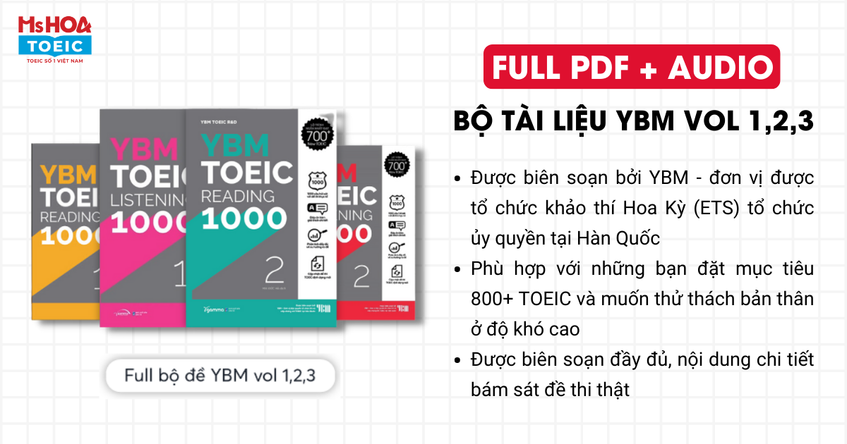 Tải ngay FULL bộ YBM TOEIC vol 1 2 3 Ebook Video Anhngumshoa